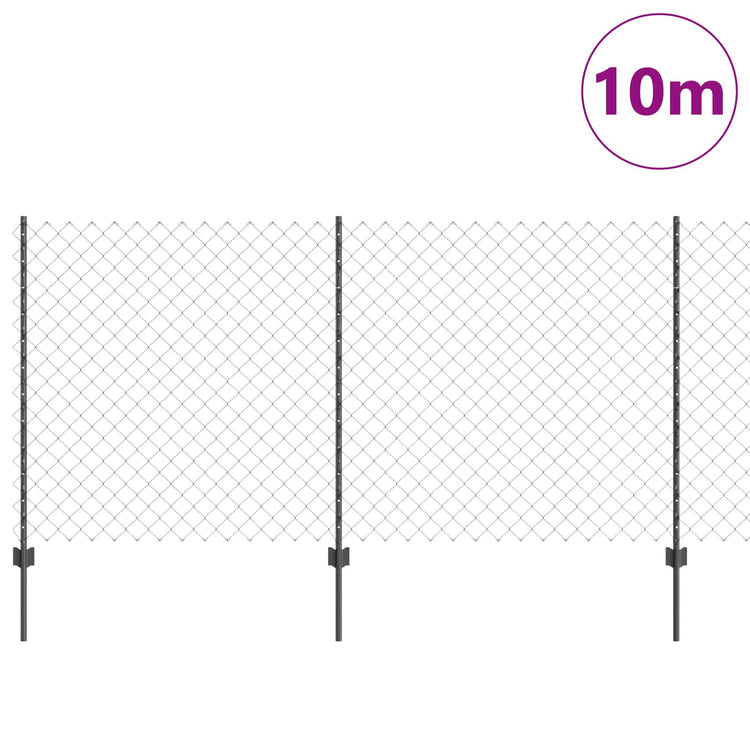 Vidaxl gaashek met palen 10 x 1,2 m pvc-coated staal grijs mesh