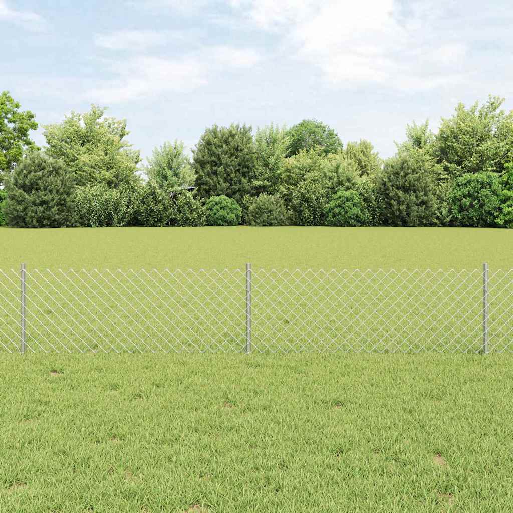 Vidaxl hek met paal zilver 0,4 x 10 m staal