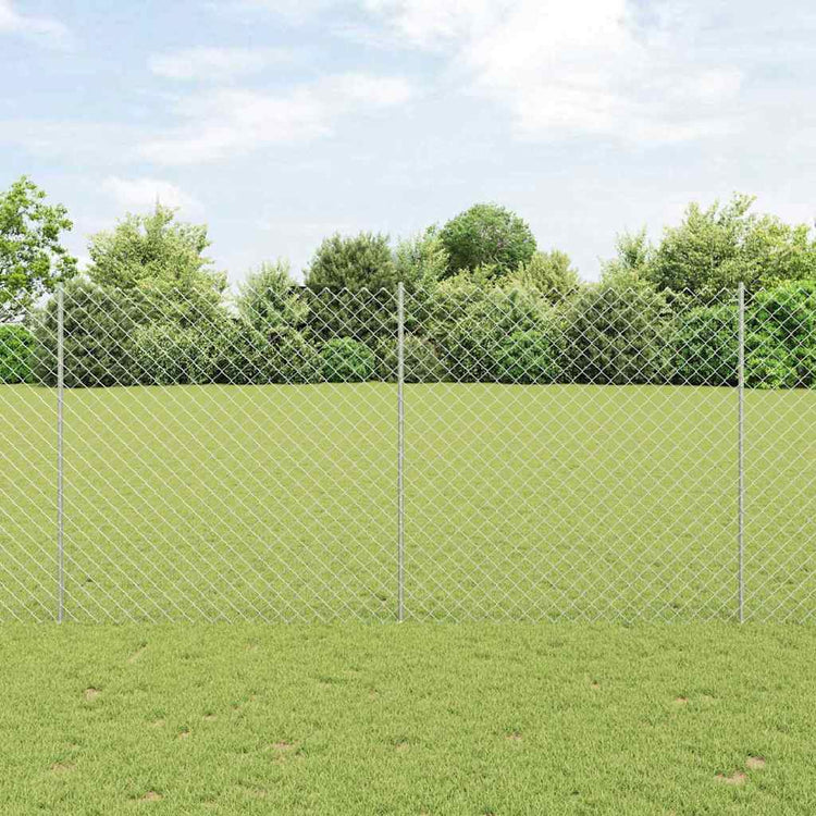 Vidaxl gaashek met palen 10 x 1,5 m gegalvaniseerd staal zilverkleurig