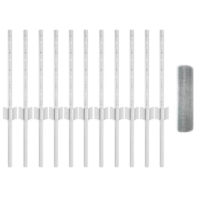 Vidaxl hek met paal zilver 0,4 x 25 m staal