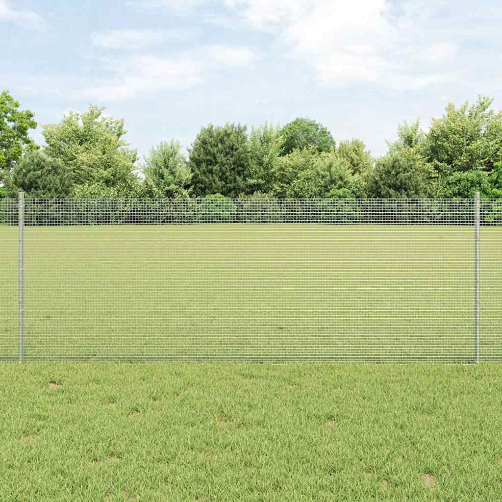 Vidaxl gelast draadhek met palen 25 x 0,8 m gegalvaniseerd staal mesh