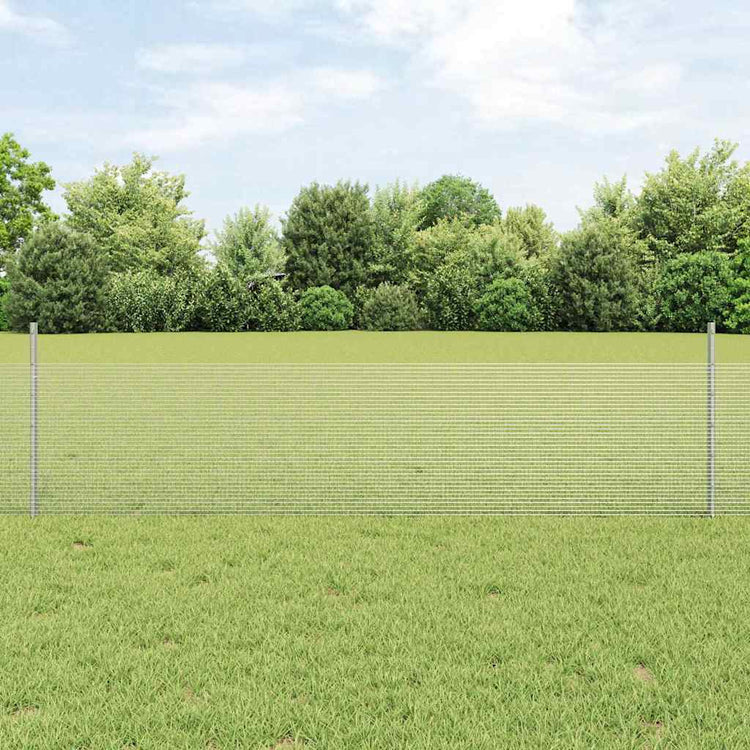 Vidaxl hek met paal zilver 0,5 x 50 m staal