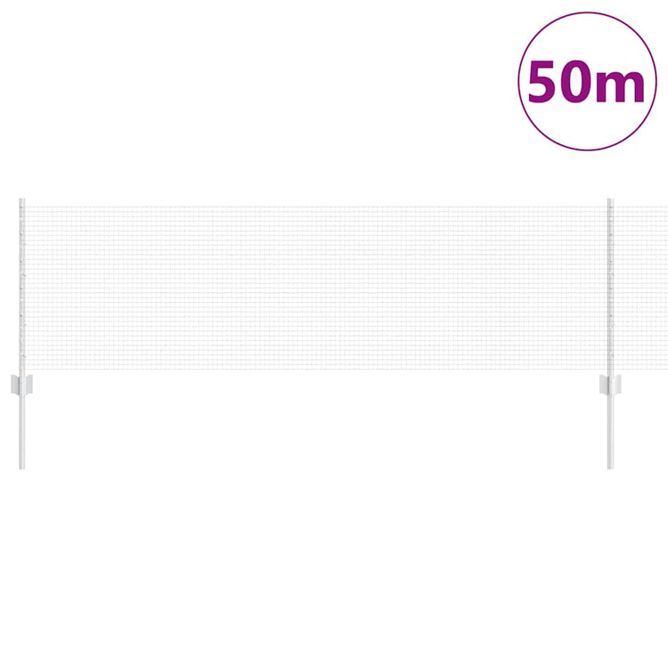 Vidaxl hek met paal zilver 0,6 x 50 m staal