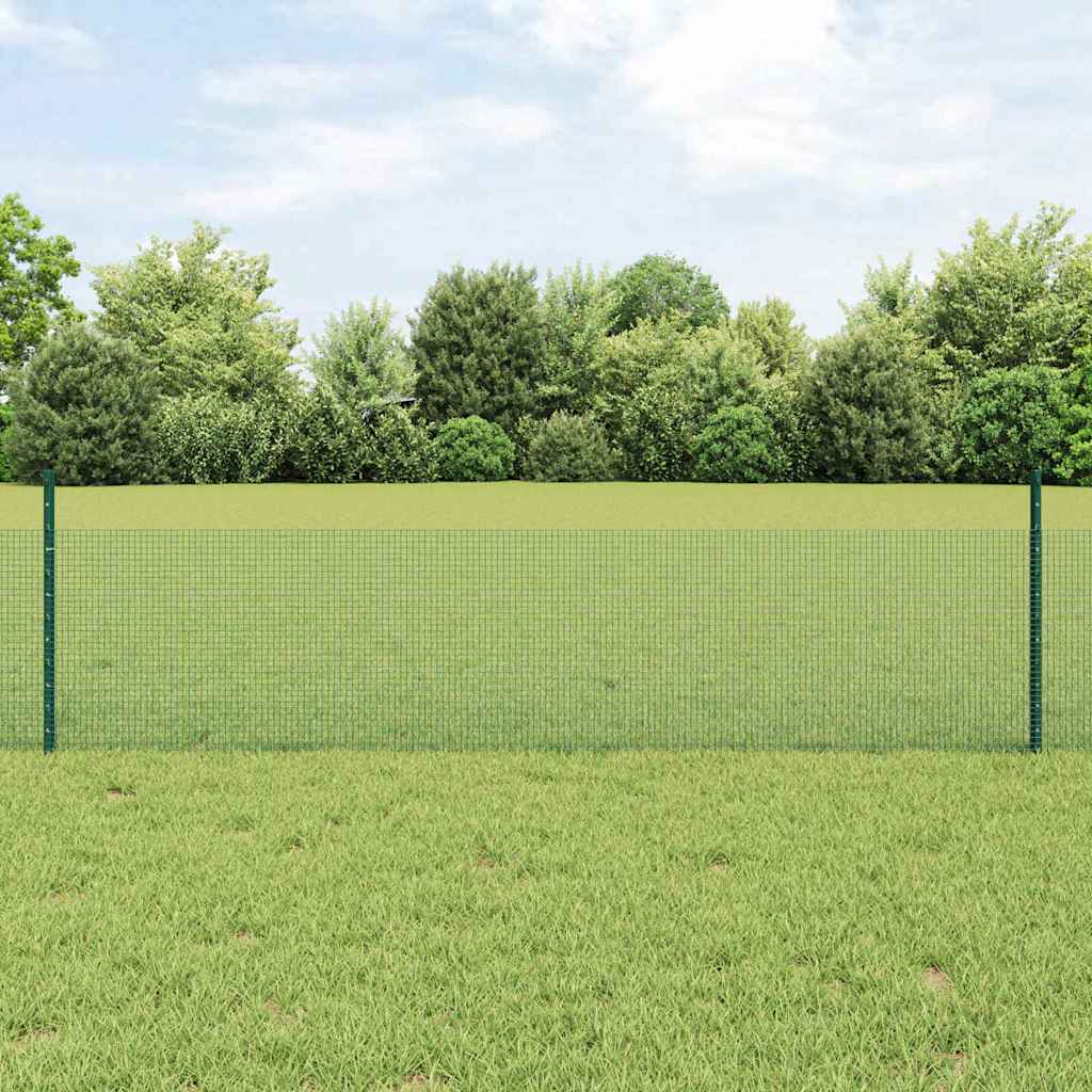 Vidaxl hek met paal groen 0,5 x 10 m staal