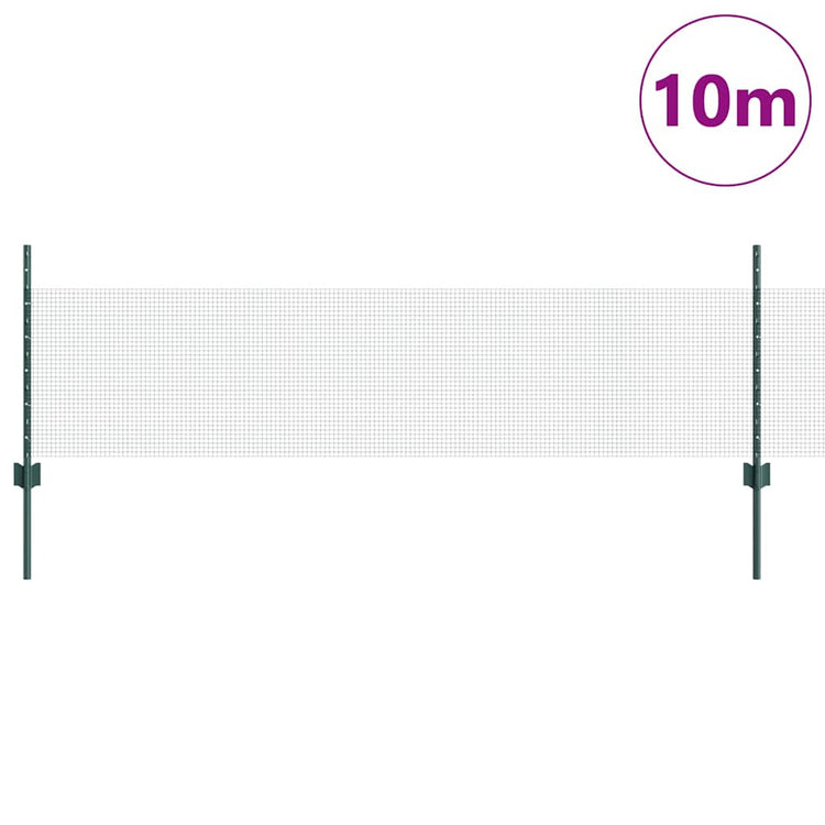 Vidaxl hek met paal groen 0,5 x 10 m staal