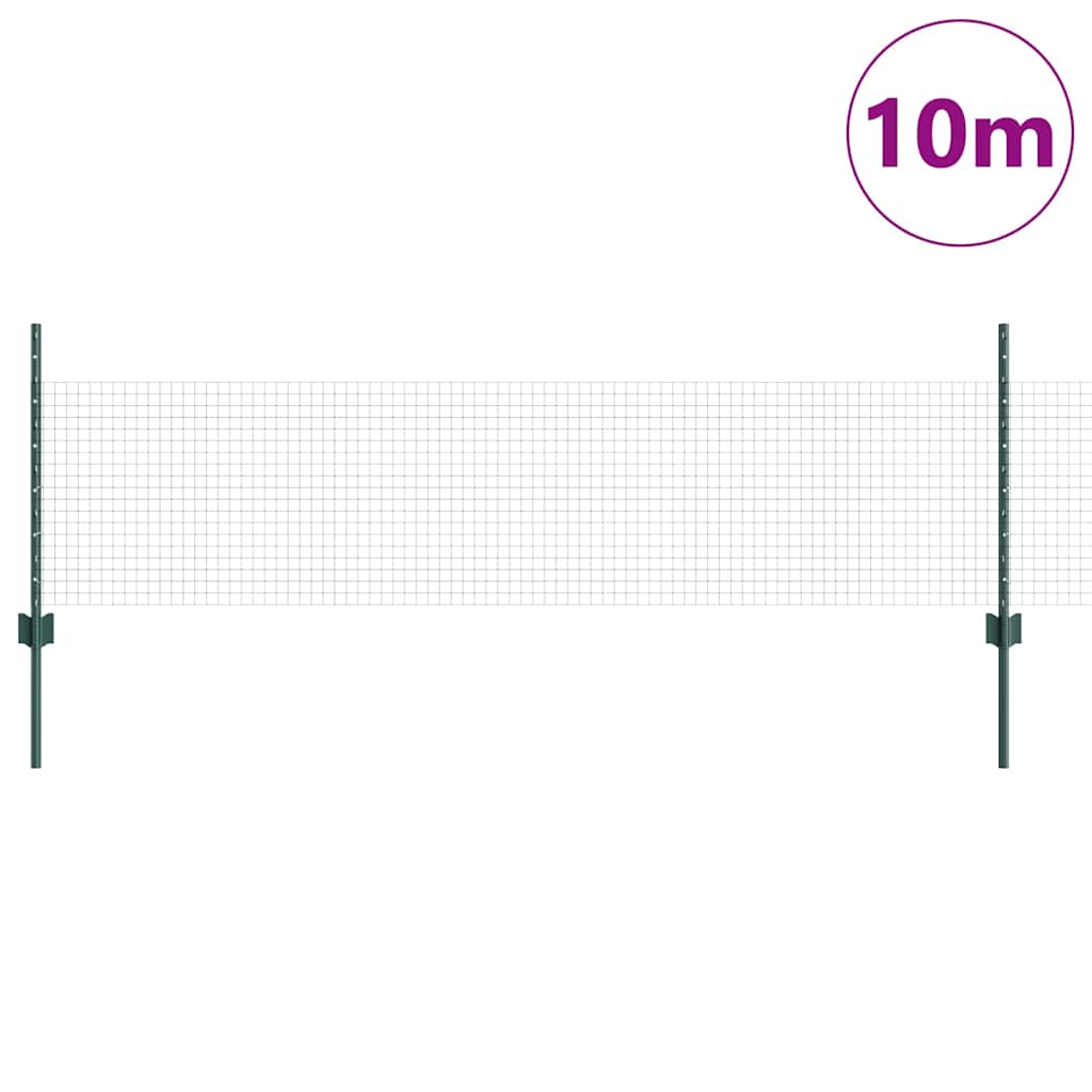 Vidaxl hek met paal groen 0,5 x 10 m staal