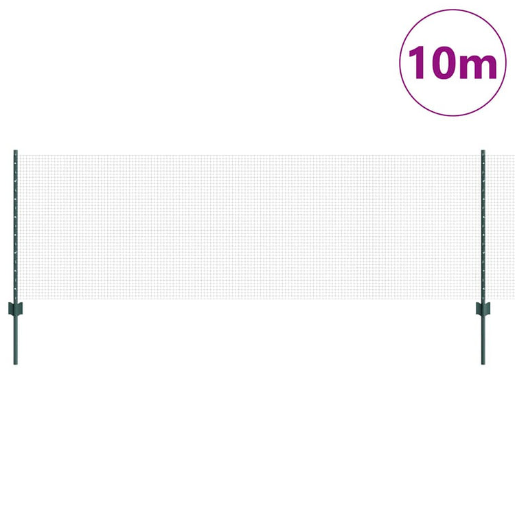 Vidaxl gelast draadhek met palen 10 x 0,8 m pvc-coated staal groen