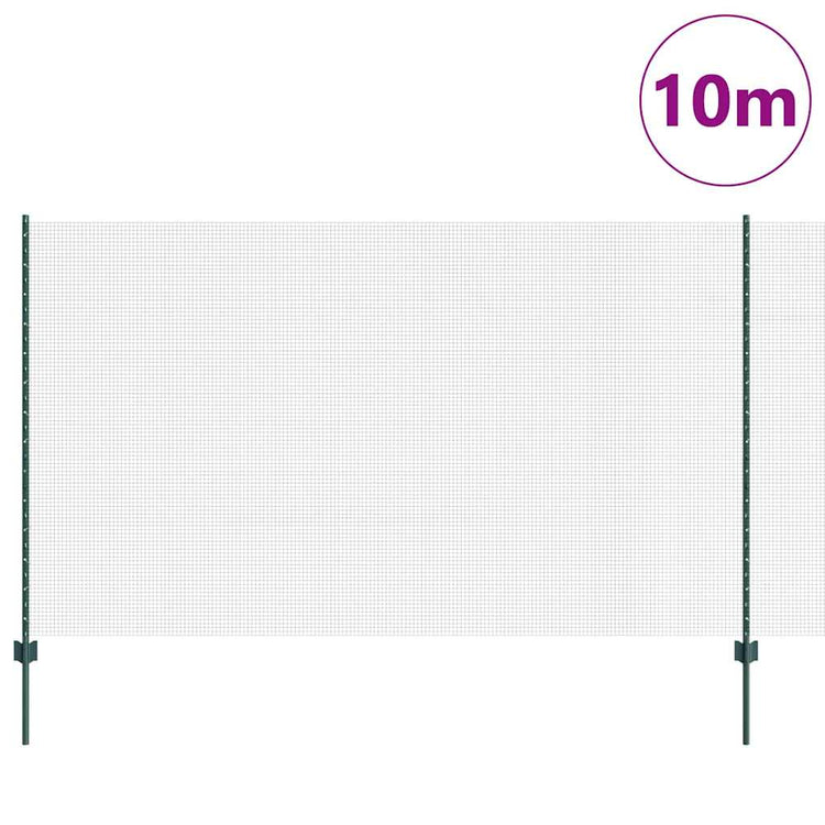 Vidaxl gelast draadhek met palen 10 x 1,4 m pvc-coated staal groen