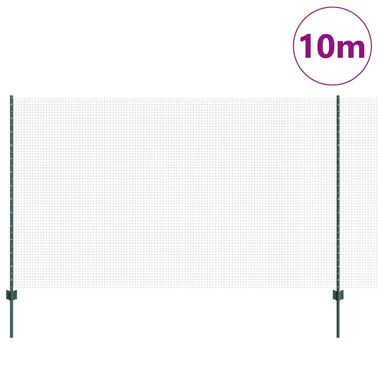 Vidaxl gelast draadhek met palen 10 x 1,4 m pvc-coated staal groen