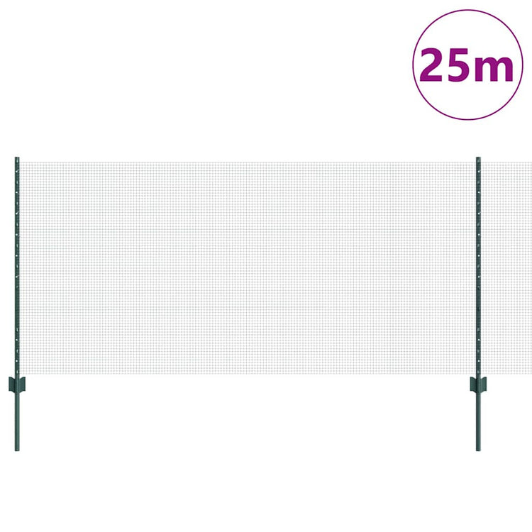 Vidaxl gelast draadhek met palen 25 x 1 m gegalvaniseerd staal groen