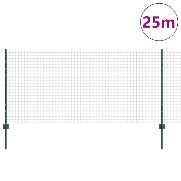 Vidaxl gelast draadhek met palen 25 x 1 m gegalvaniseerd staal groen