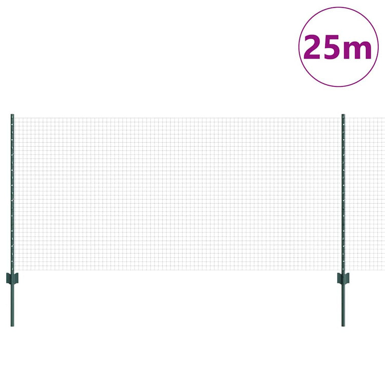 Vidaxl gelast draadhek met palen 25 x 1 m gegalvaniseerd staal groen