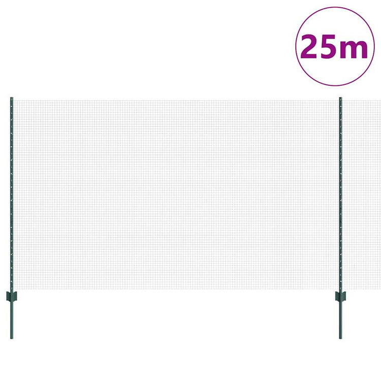 Vidaxl gelast draadhek met palen 25 x 1,4 m pvc-coated staal groen