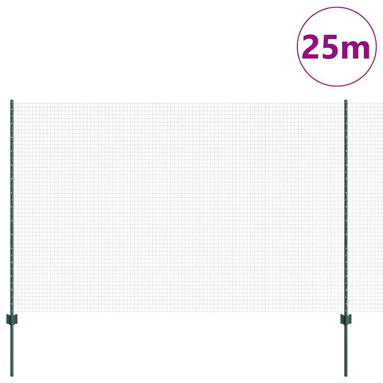 Vidaxl gelast draadhek met palen 25 x 1,5 m gegalvaniseerd staal groen
