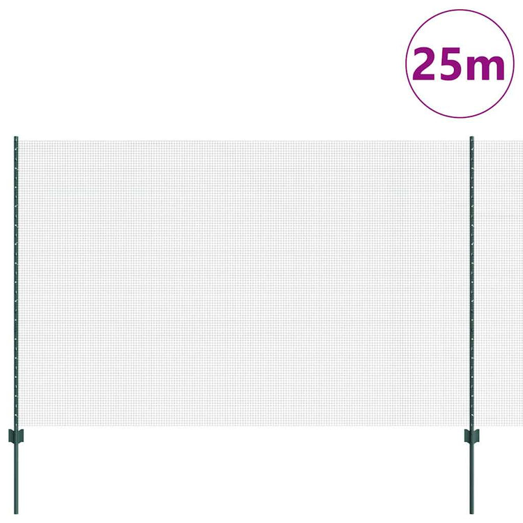 Vidaxl gelast draadhek met palen 25 x 1,6 m pvc-coated staal groen