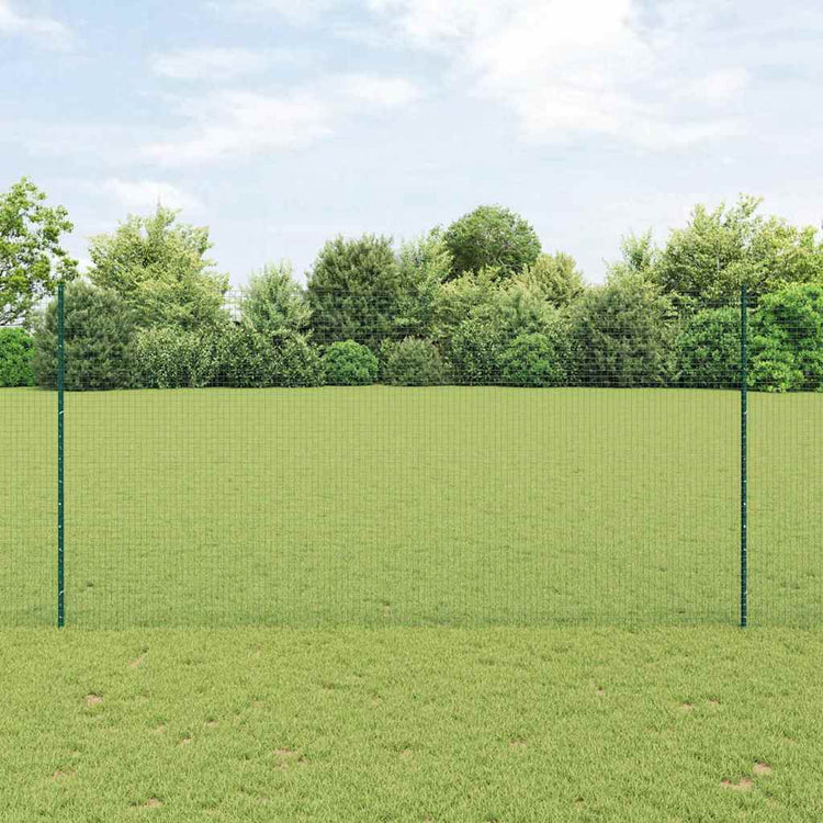 Vidaxl hek met paal groen 1,6 x 25 m staal en pvc