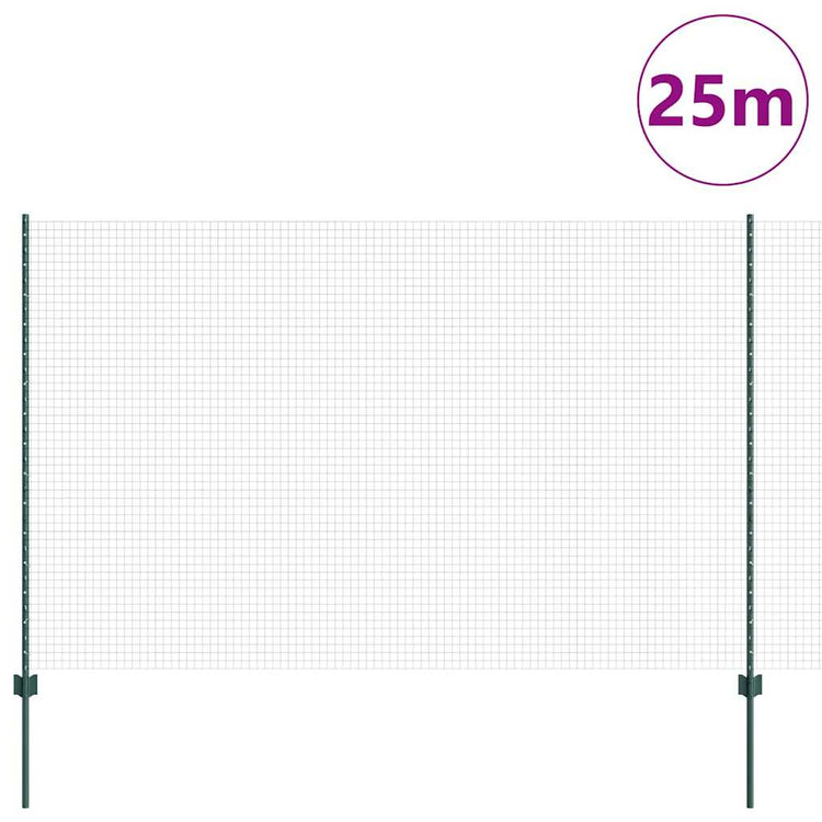 Vidaxl hek met paal groen 1,6 x 25 m staal en pvc