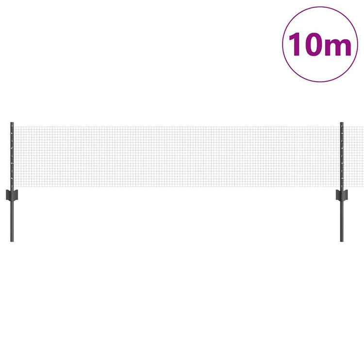 Vidaxl gelast draadhek met palen 10 x 0,4 m pvc-coated staal grijs