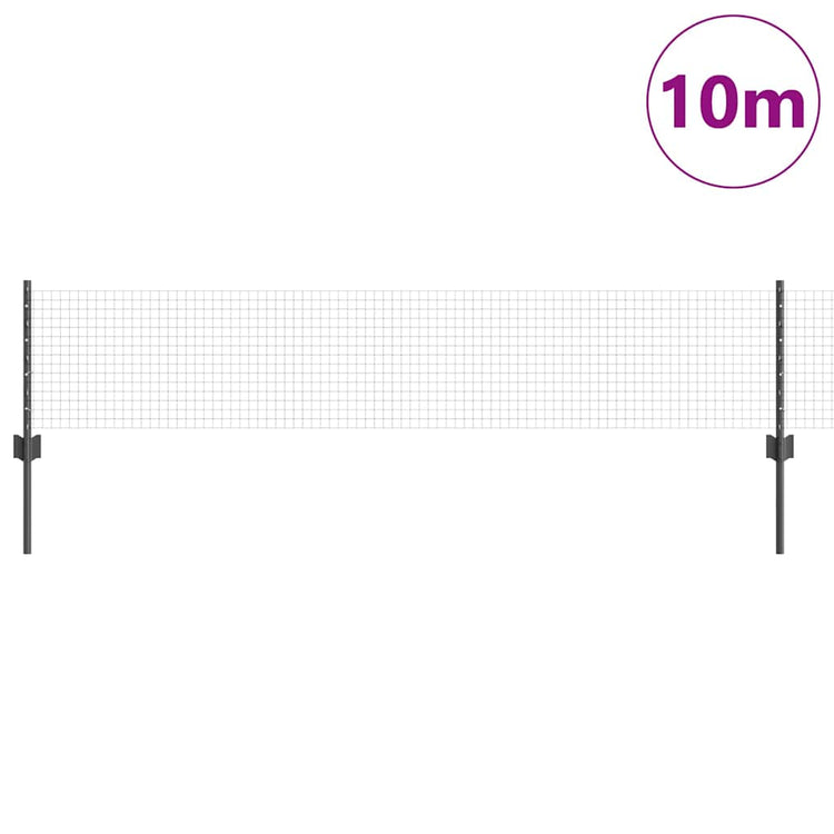 Vidaxl gelast draadhek met palen 10 x 0,4 m pvc-coated staal grijs