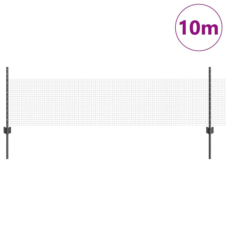 Vidaxl hek met paal grijs 0,5 x 10 m staal