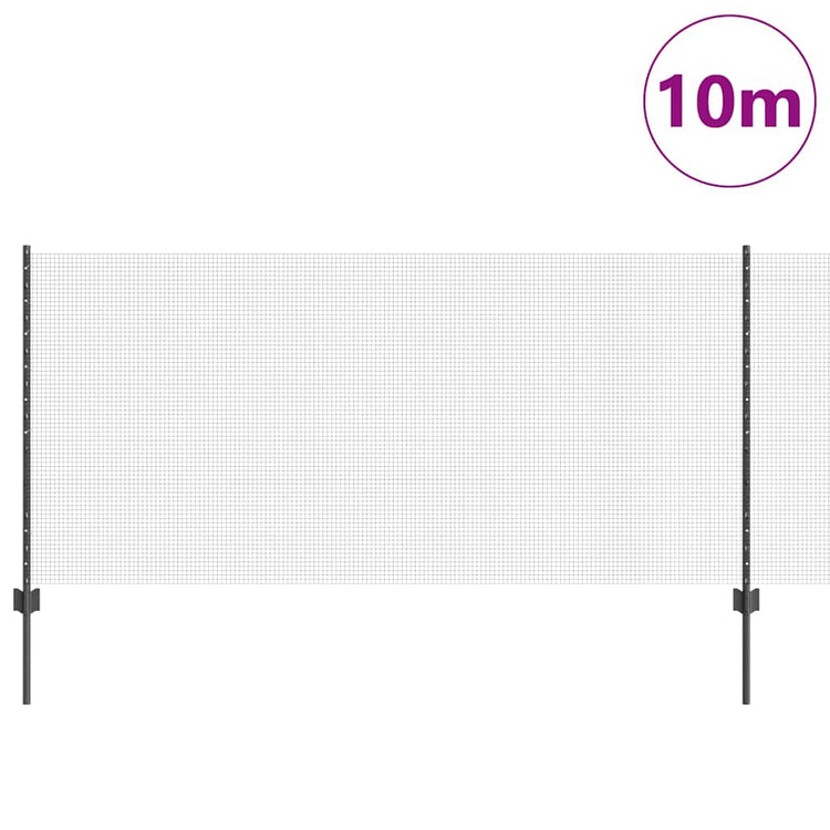 Vidaxl gelast draadhek met palen 10 x 1 m gegalvaniseerd staal grijs