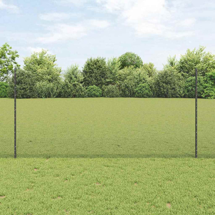 Vidaxl hek met paal grijs 1,2 x 10 m staal en pvc