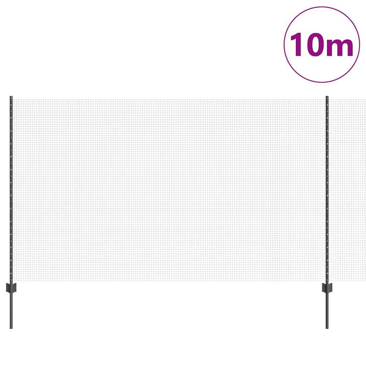Vidaxl gelast draadhek met palen 10 x 1,4 m pvc-coated staal grijs