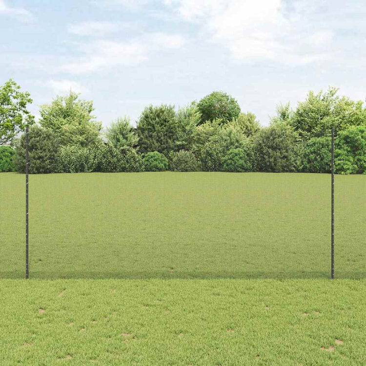 Vidaxl gelast draadhek met palen 10 x 1,6 m pvc-coated staal grijs