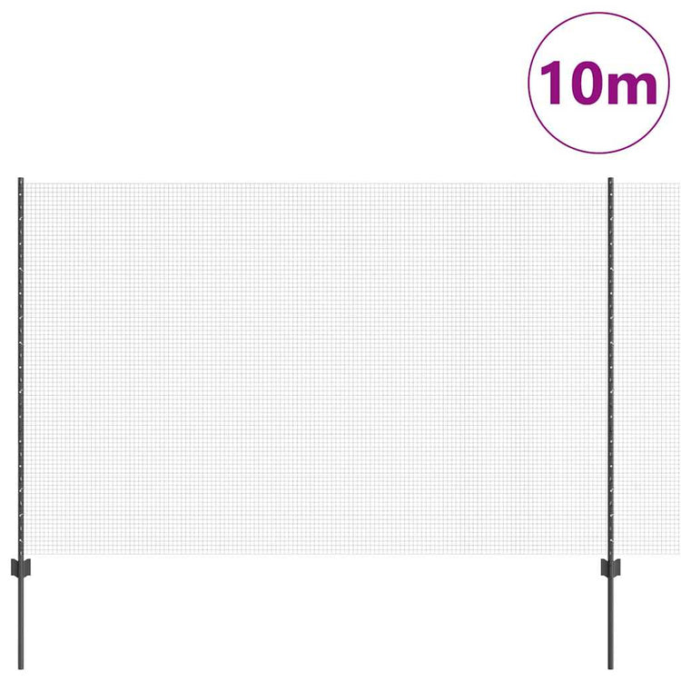 Vidaxl gelast draadhek met palen 10 x 1,6 m pvc-coated staal grijs
