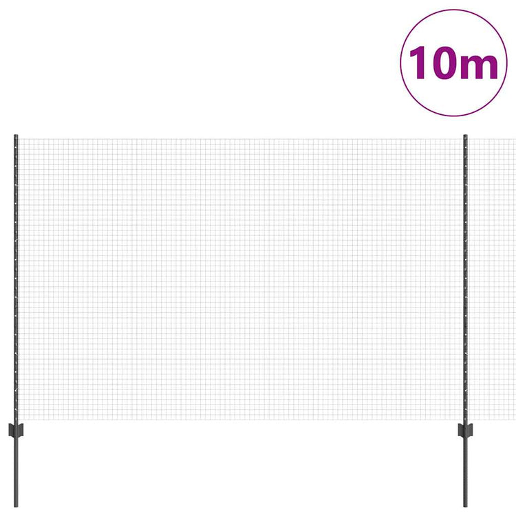 Vidaxl hek met paal grijs 1,6 x 10 m staal en pvc