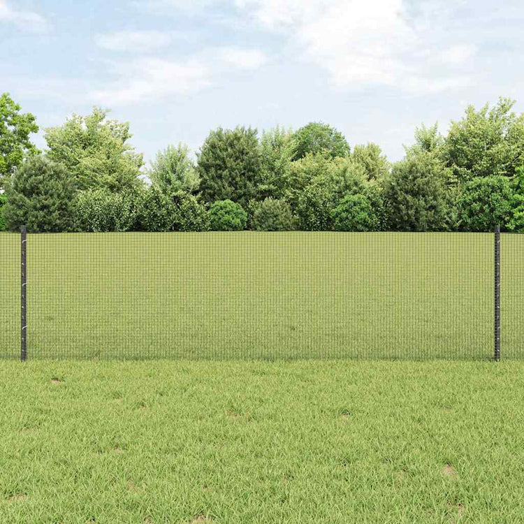 Vidaxl gelast draadhek met palen 25 x 0,6 m pvc-coated staal grijs