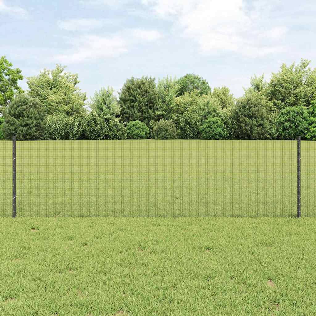 Vidaxl gelast draadhek met palen 25 x 0,6 m pvc-coated staal grijs