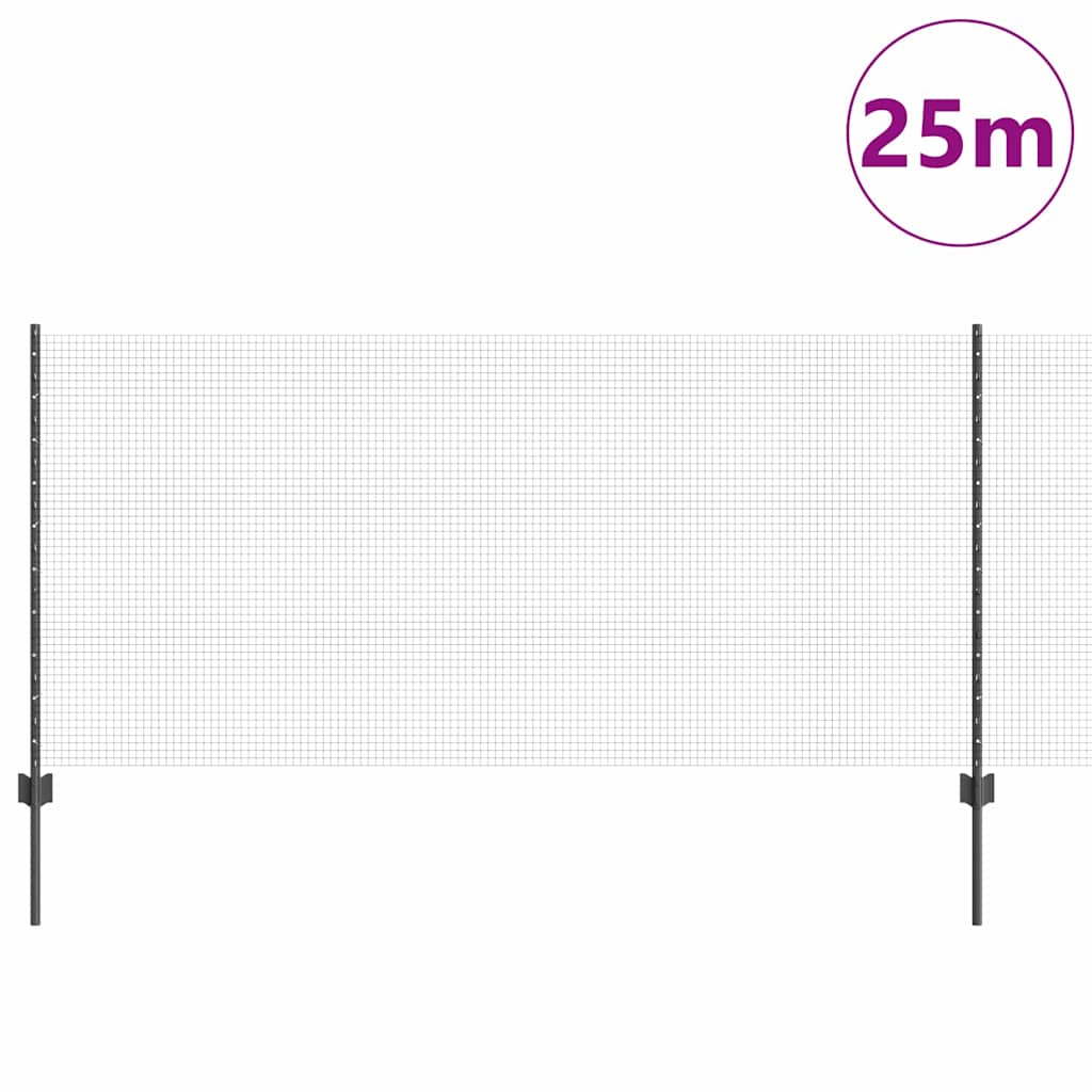 Vidaxl hek met paal grijs 1 x 25 m staal
