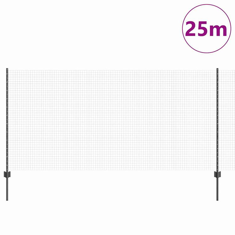 Vidaxl hek met paal grijs 1,2 x 25 m staal en pvc