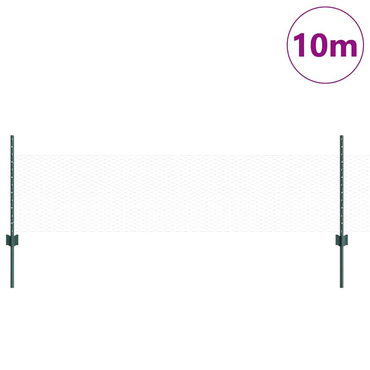 Vidaxl zeshoekig gaasgek met palen 10 x 0,5 m pvc-coated staal groen