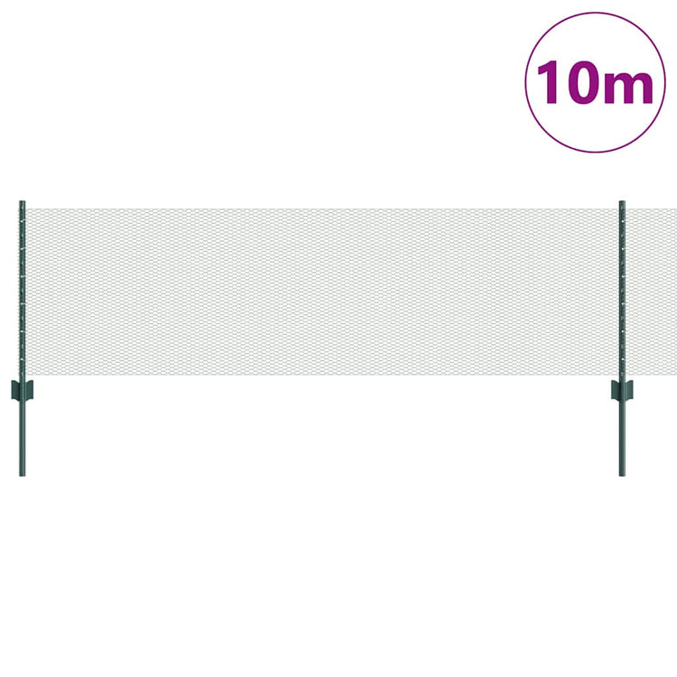 Vidaxl zeshoekig gaasgek met palen 10 x 0,6 m pvc-coated staal groen