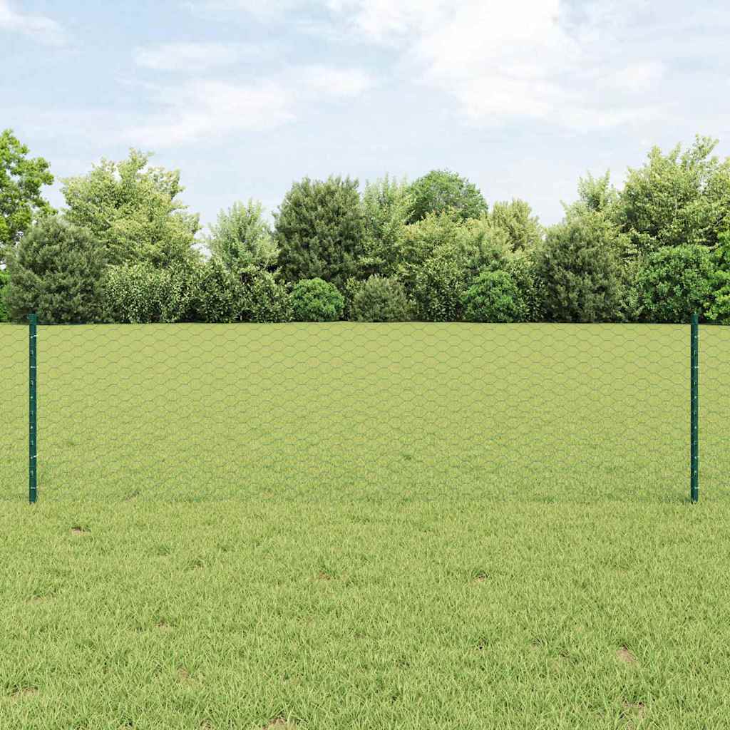 Vidaxl hek met paal groen 0,6 x 10 m staal en pvc