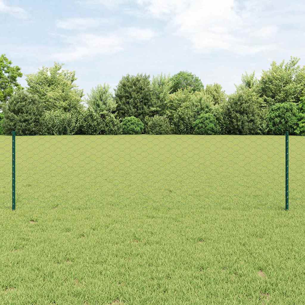 Vidaxl zeshoekig gaasgek met palen 10 x 0,6 m pvc-coated staal groen