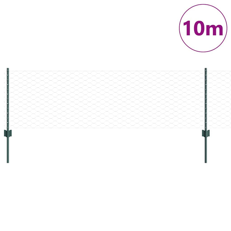 Vidaxl zeshoekig gaasgek met palen 10 x 0,6 m pvc-coated staal groen