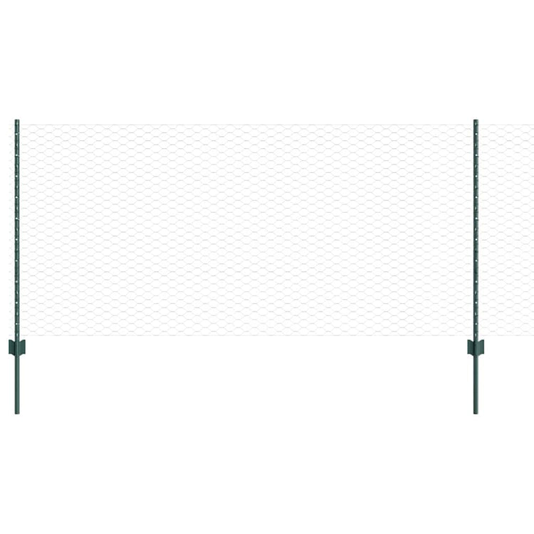 Vidaxl zeshoekig gaasgek met palen 10 x 1 m pvc-coated staal groen