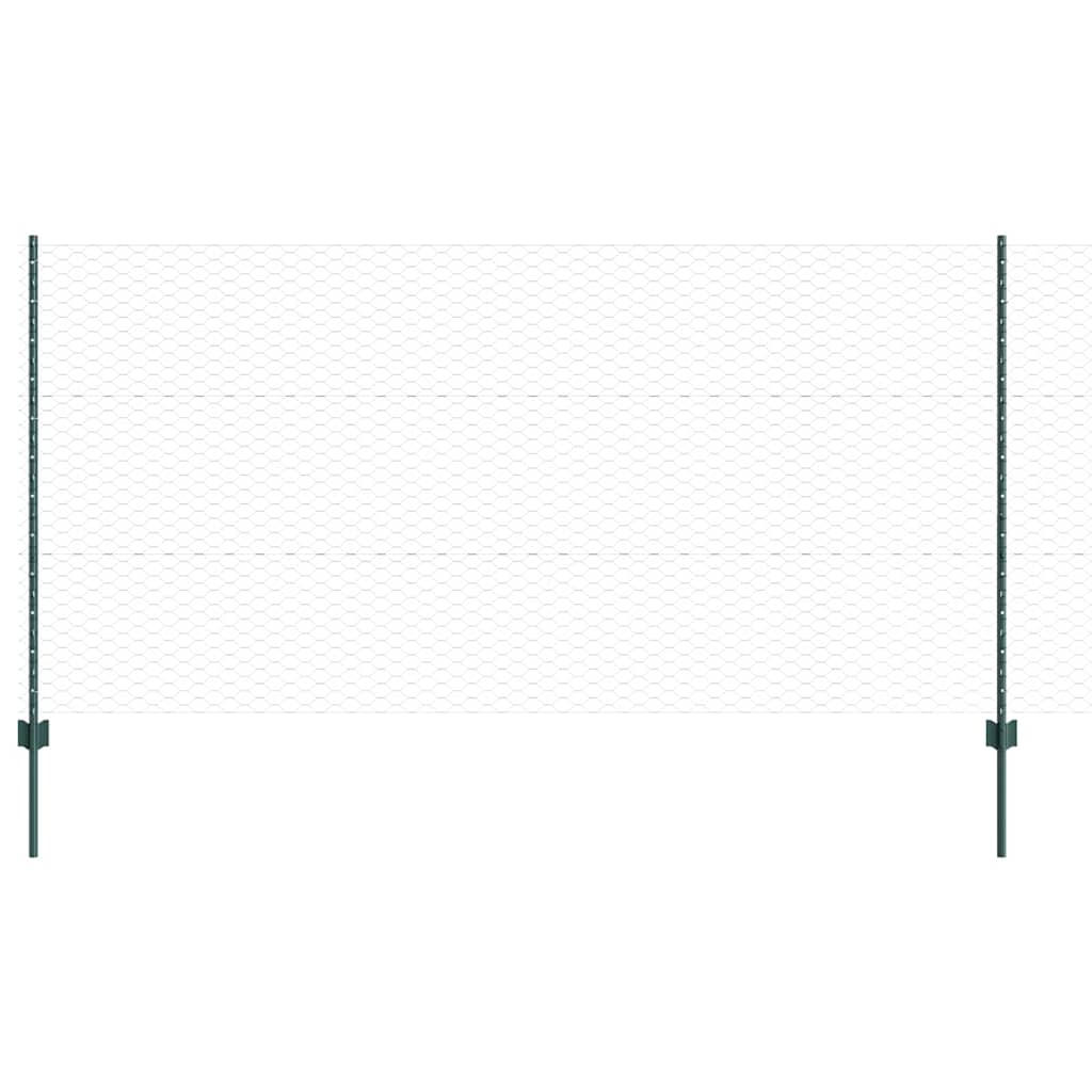 Vidaxl hek met paal groen 1,2 x 10 m staal en pvc