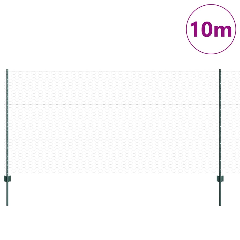 Vidaxl hek met paal groen 1,2 x 10 m staal en pvc
