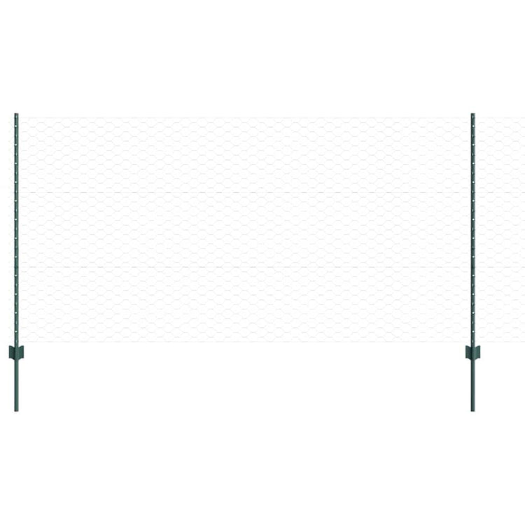 Vidaxl zeshoekig gaasgek met palen 10 x 1,2 m pvc-coated staal groen
