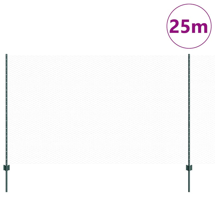 Vidaxl zeshoekig gaasgek met palen 10 x 1,4 m pvc-coated staal groen