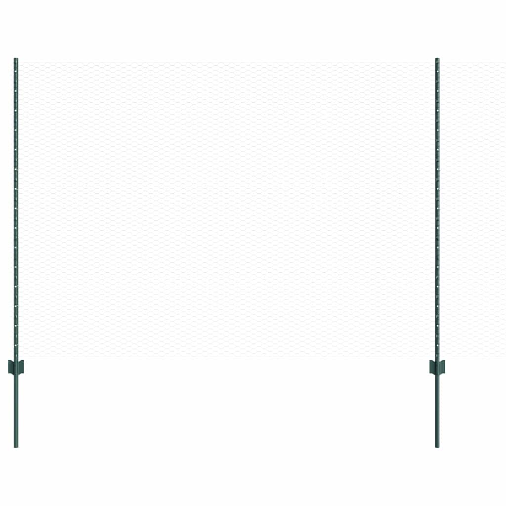 Vidaxl hek met paal groen 1,5 x 10 m staal en pvc