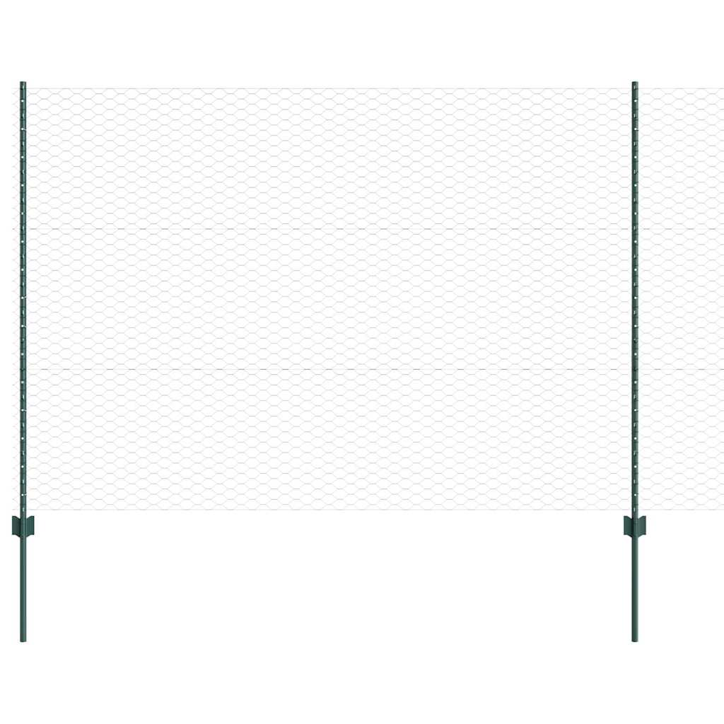 Vidaxl hek met paal groen 1,5 x 10 m staal en pvc