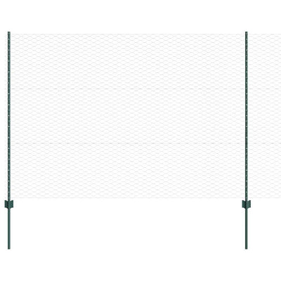 Vidaxl hek met paal groen 1,5 x 10 m staal en pvc