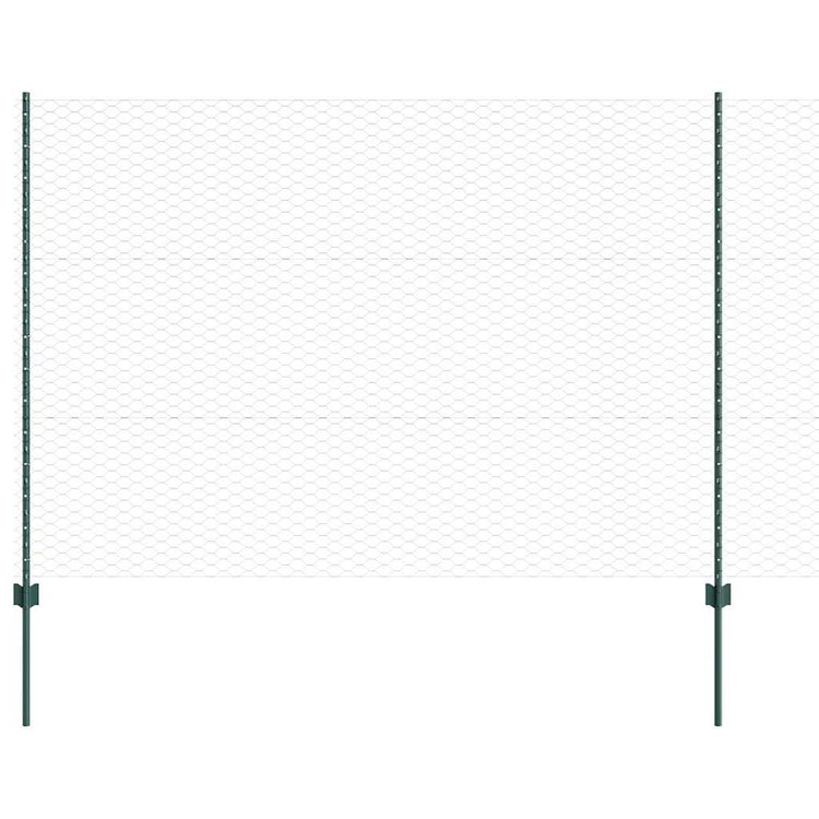 Vidaxl hek met paal groen 1,5 x 10 m staal en pvc
