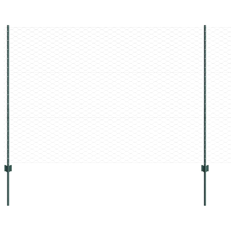 Vidaxl hek met paal groen 1,5 x 10 m staal en pvc