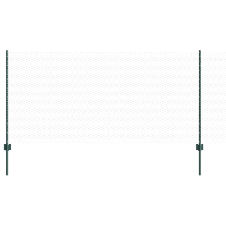 Vidaxl zeshoekig gaasgek met palen 25 x 1 m pvc-coated staal groen
